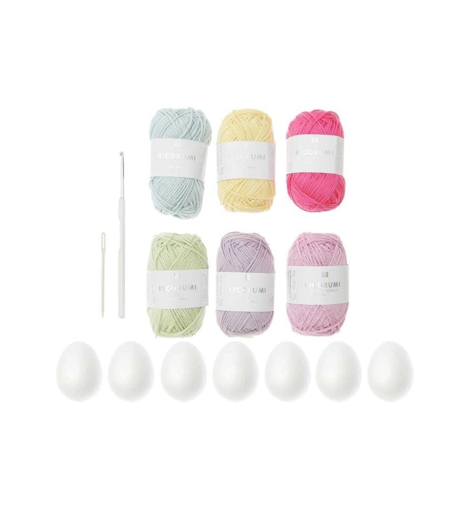 RICO DESIGN - Kit de bricolage pour Pâques Crochet Ricorumi oeufs de Pâques, pastel