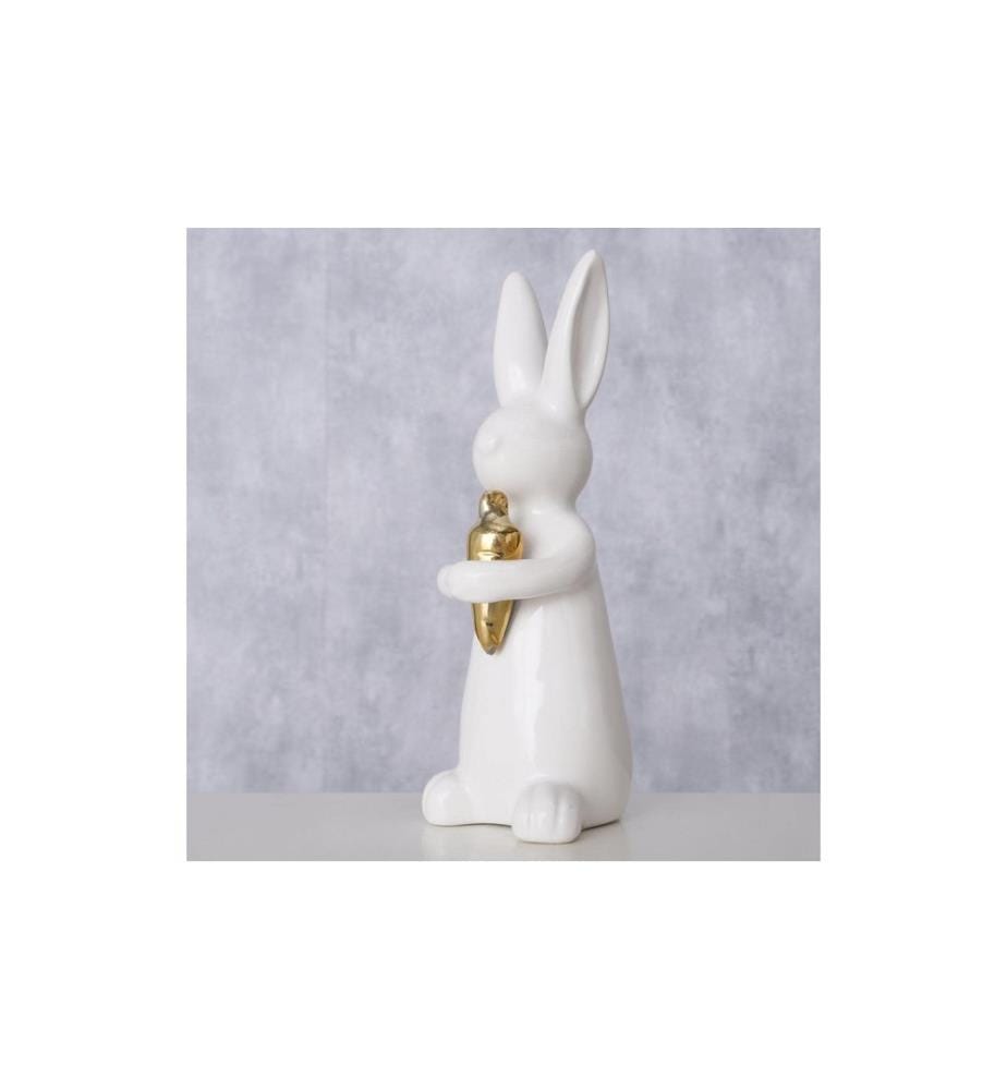 BOLTZE - Présentoir Lapin Hopsi 15 cm, céramique, blanc
