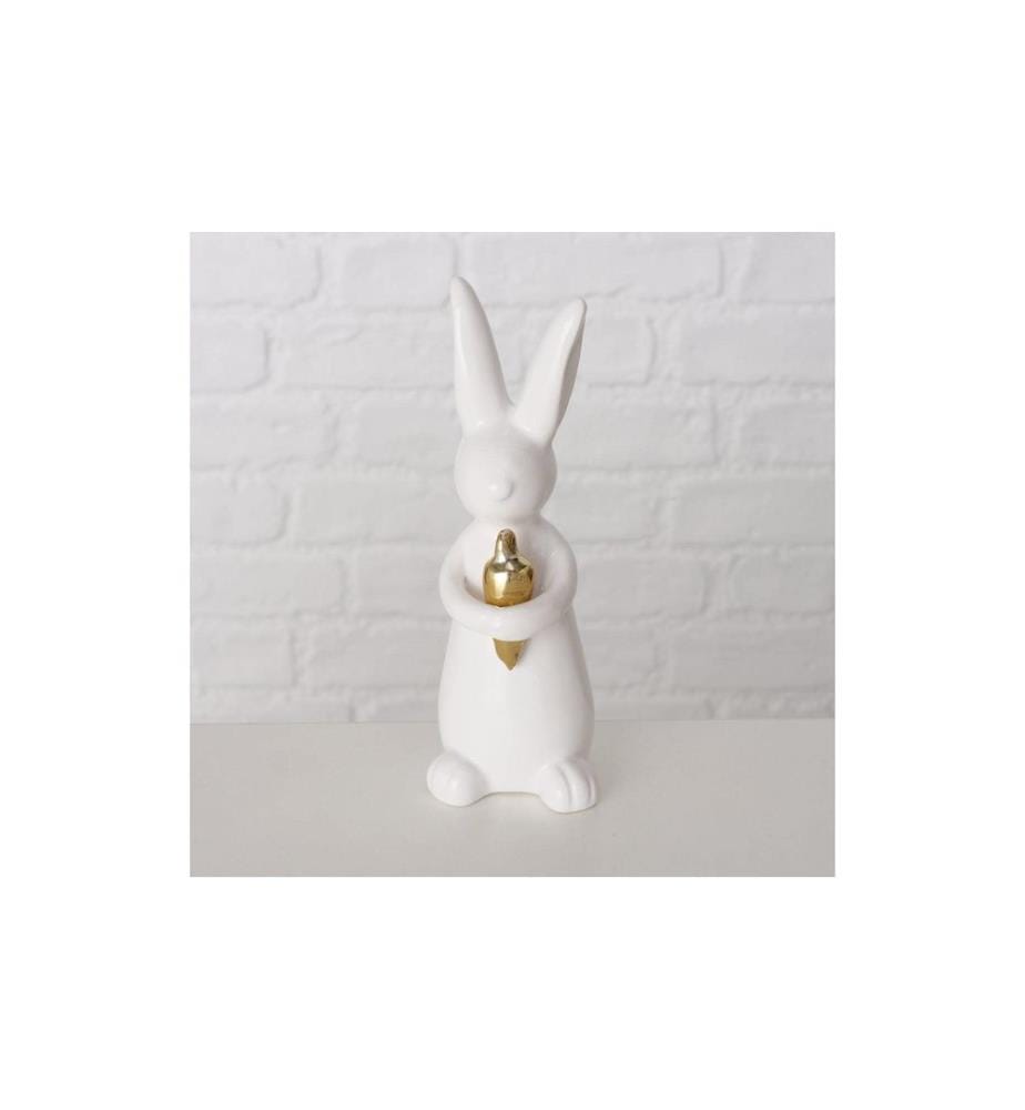 BOLTZE - Présentoir Lapin Hopsi 15 cm, céramique, blanc