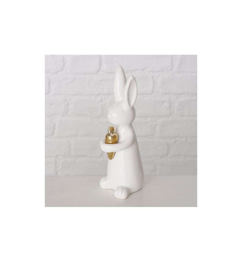 BOLTZE - Présentoir Lapin Hopsi 15 cm, céramique, blanc