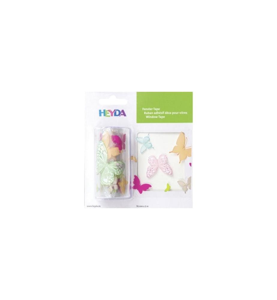 HEYDA - Fensterbild  Butterflies 1 Stück, Rosa/Mint/Pink/Grün
