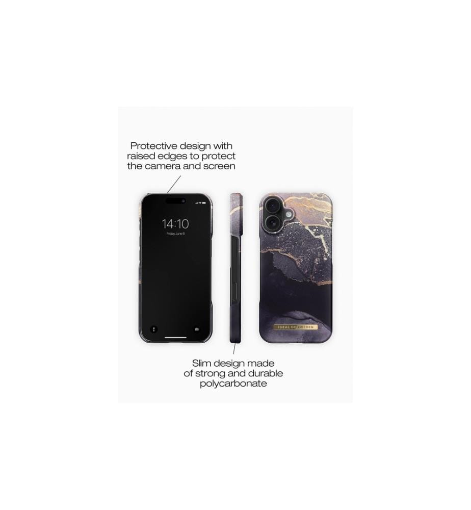 IDEAL OF SWEDEN - Coque arrière iPhone 16 Marbre doré Twilight