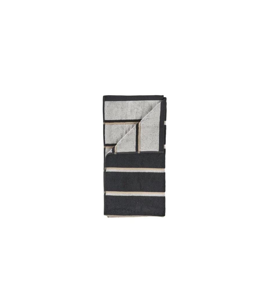 ZONE DENMARK - Duschtuch 70 x 140 cm Schwarz/Weich Grau/Kamel