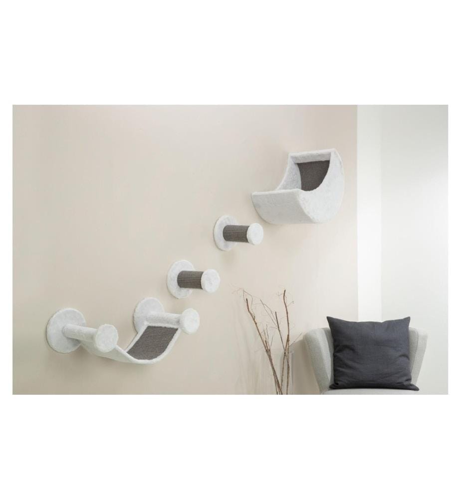 TRIXIE - Kratzmöbel Wandset, Plüsch, 4 Stück, Weiss/Grau