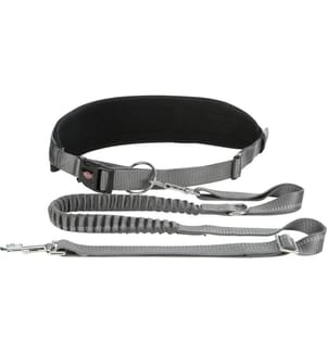 TRIXIE - Laisse de jogging Ceinture ventrale avec laisse M, Noir graphite