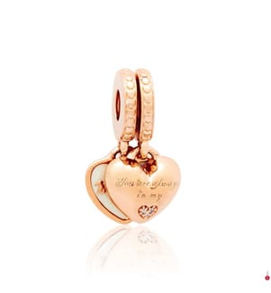 Charm Ciondolo Mère et fille Coeur Rose - Oro Rosso
