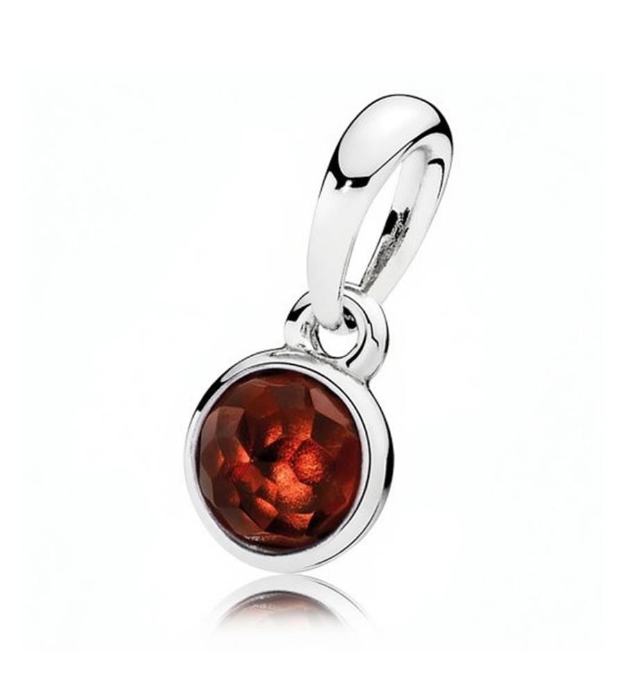 Charme Pendantif Goutte D'Eau de Janvier - Silver and Red