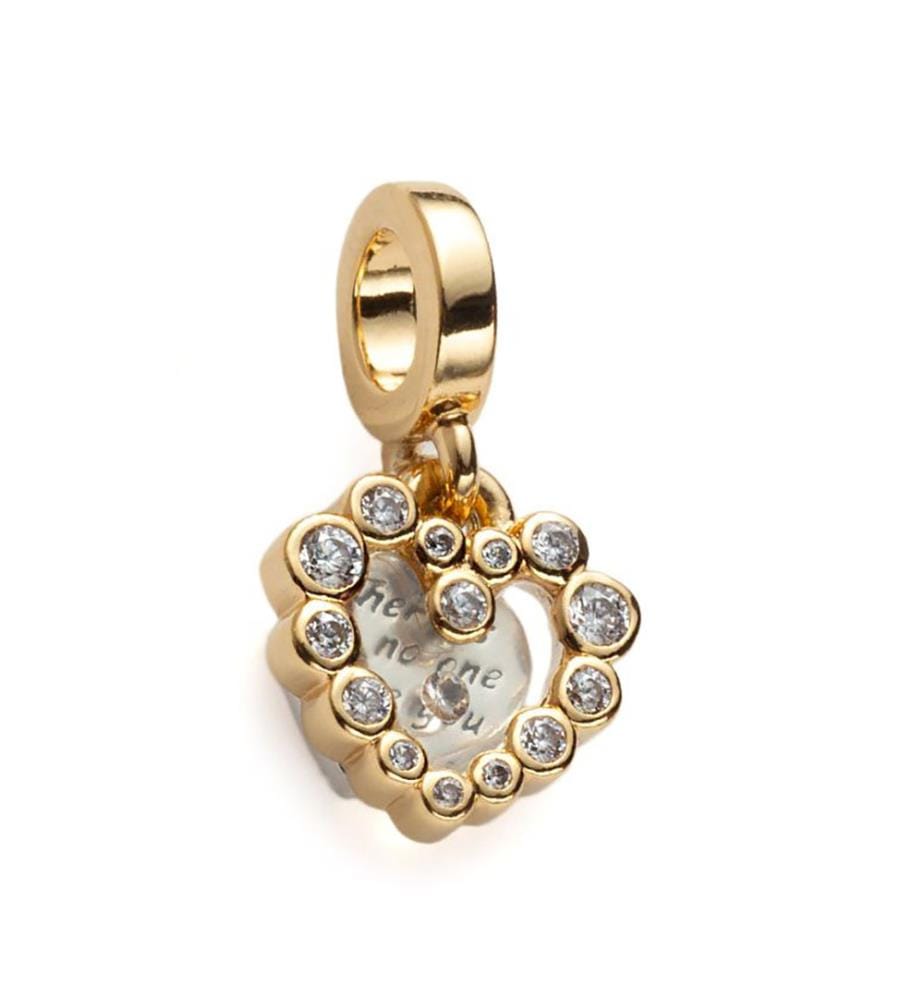 Ciondolo con doppio cuore in zirconio - Argento e oro