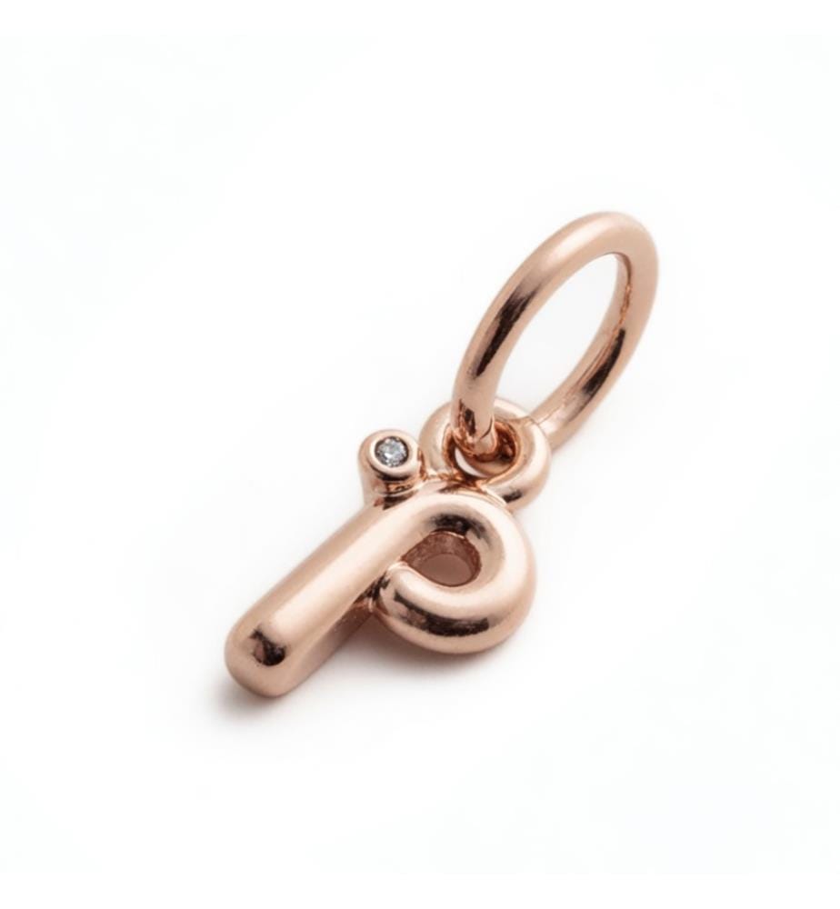 Charme Pendantif Letter P Zirconia - Rose Gold