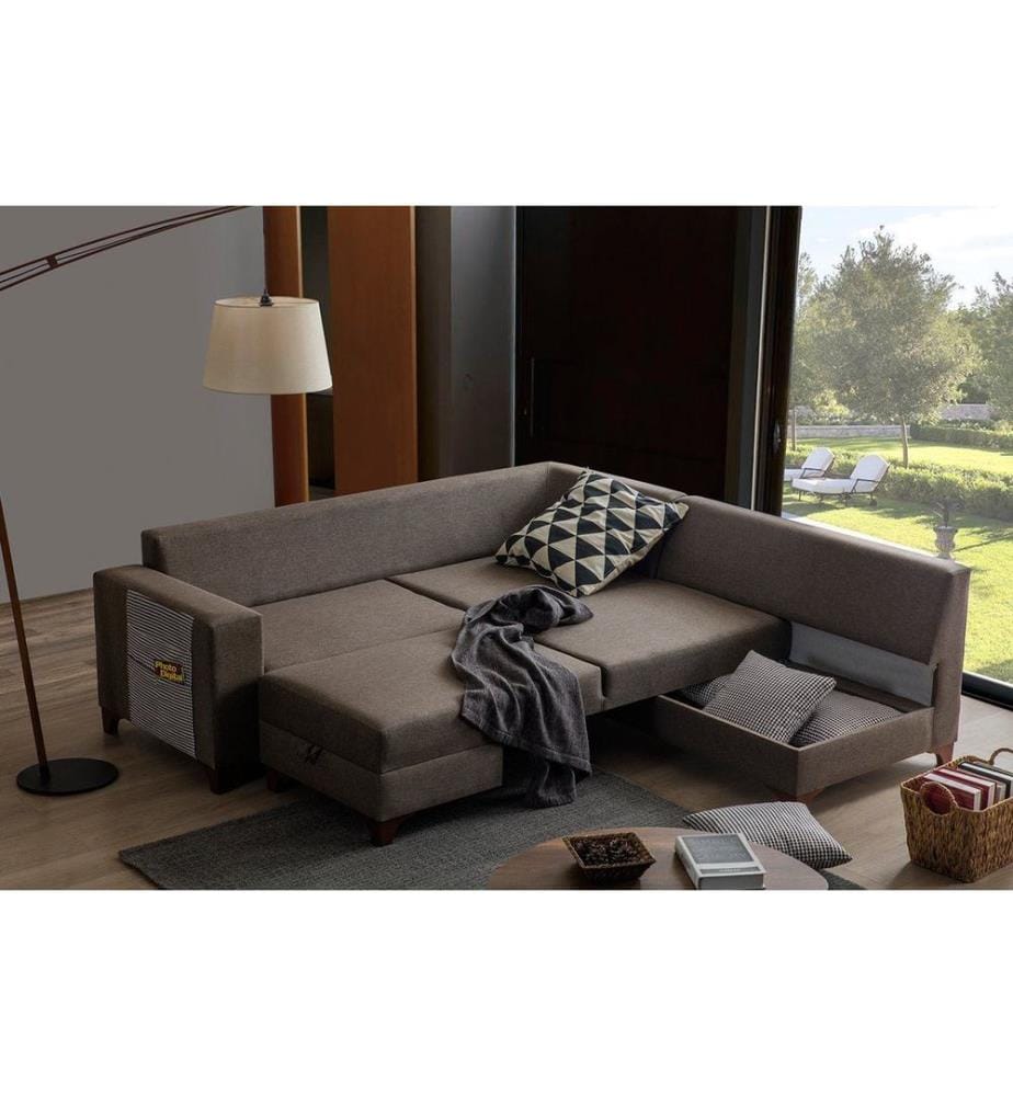 Loft corner sofa-bed - Brown