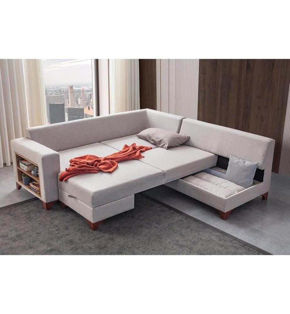 Tloft Left Eck-Schlafsofa - Creme