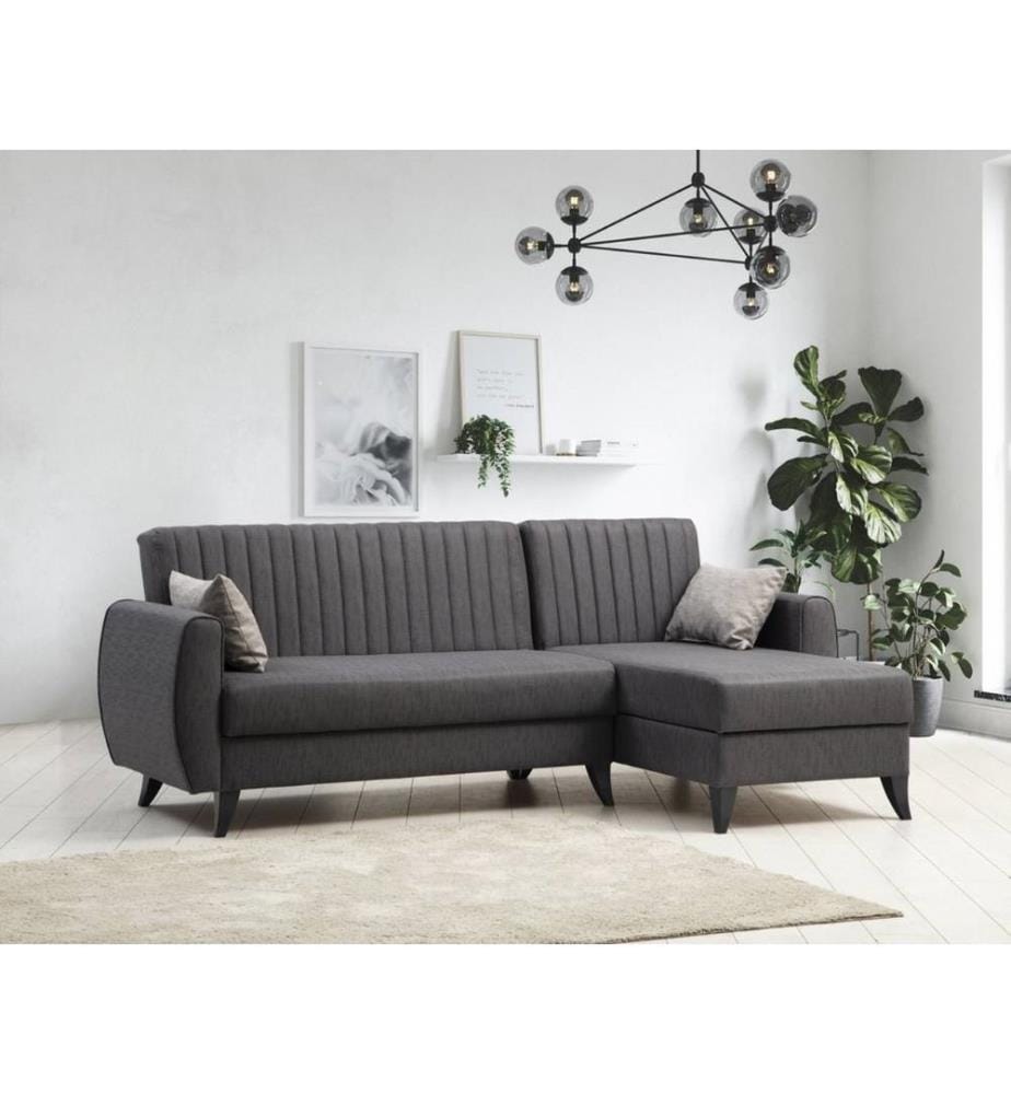Divano letto angolare Alkon - Grigio scuro