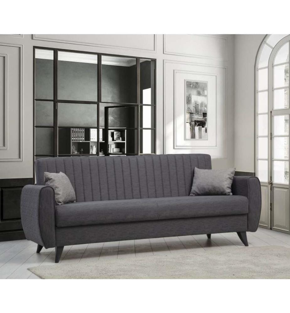 Divano letto 3 posti Alkon - Grigio scuro