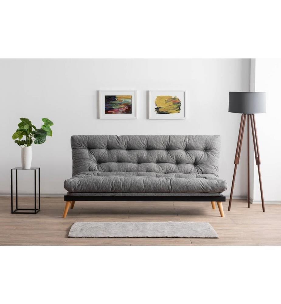 Divano letto 3 posti Saki - Gris Clair