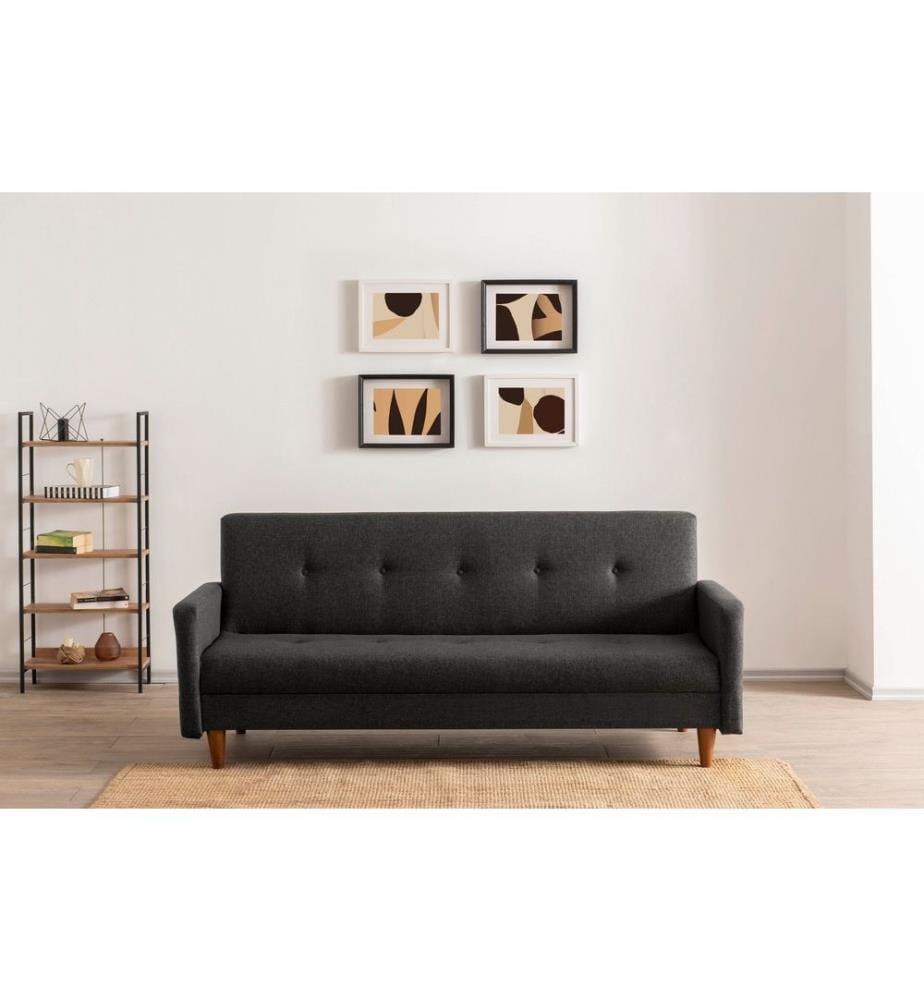 Divano letto 3 posti Hiko - Grigio scuro
