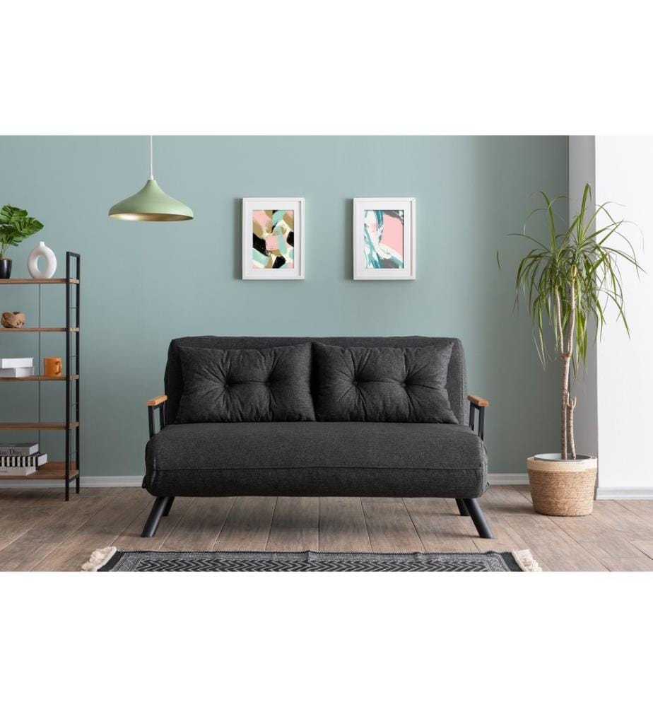 Divano letto 2 posti Sando - Grigio scuro