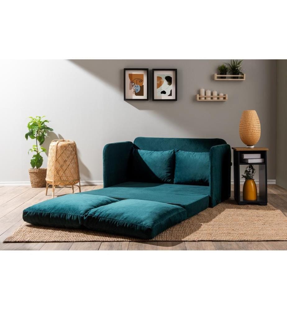 Divano-letto 2 posti Saga - Vert Pétrole