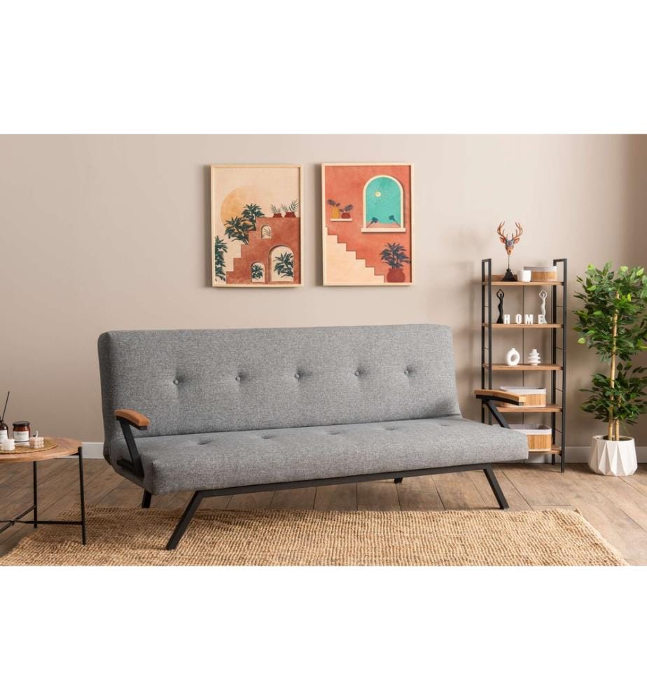 Divano letto 3 posti Zven - Gris Clair