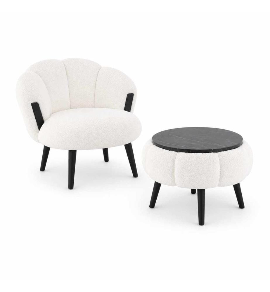 Set di 3 sedie Wing e tavolino Star - Bianco e nero