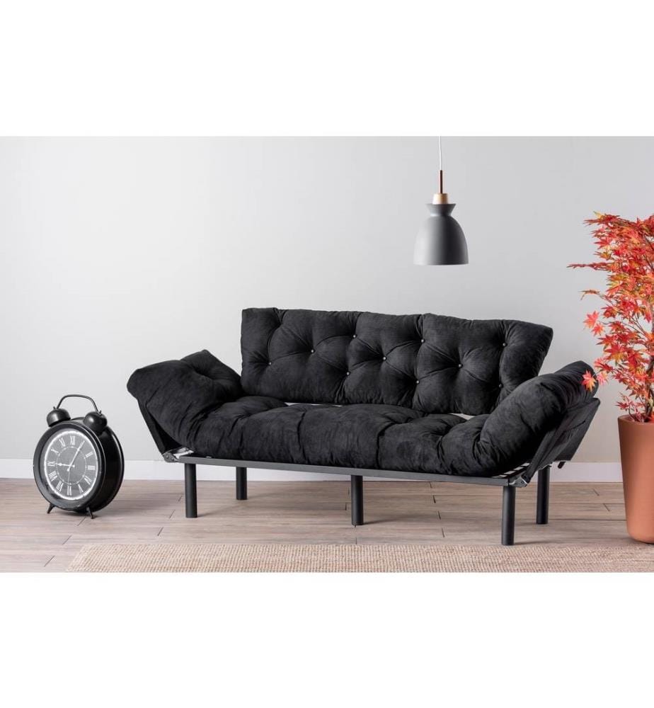 Divano letto a 3 posti Nitta - Nero