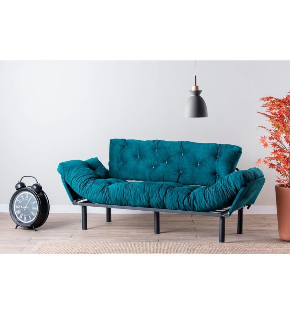Divano-letto 3 posti Nitta - Vert Pétrole