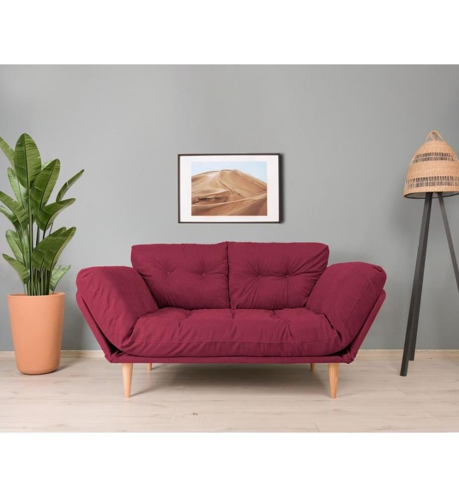 Divano letto 3 posti Nina - Rosso scuro