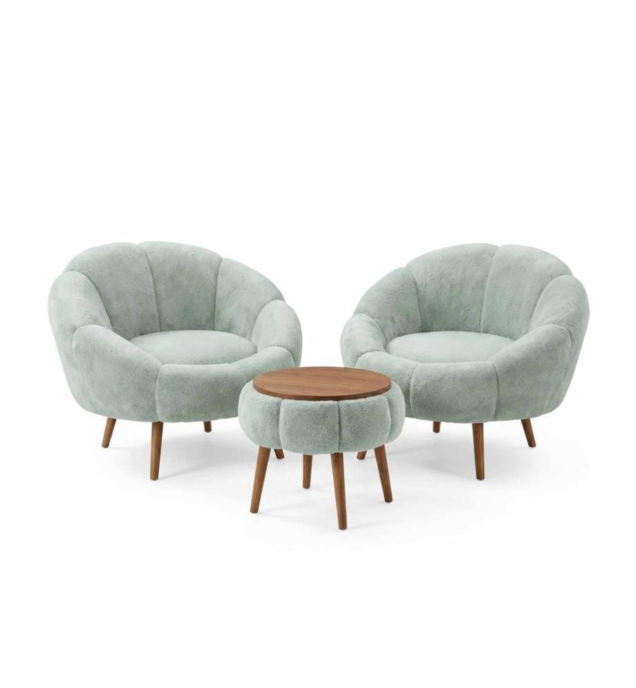 Set di 3 pezzi - Sedia ad ala e tavolino Lida - Verde