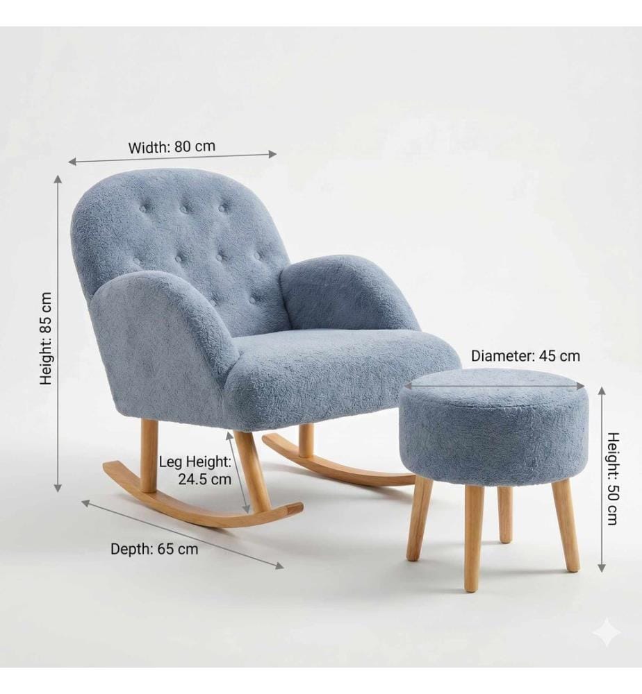 Set di 2 sedie e poggiapiedi Wing Dügmeli - Grigio