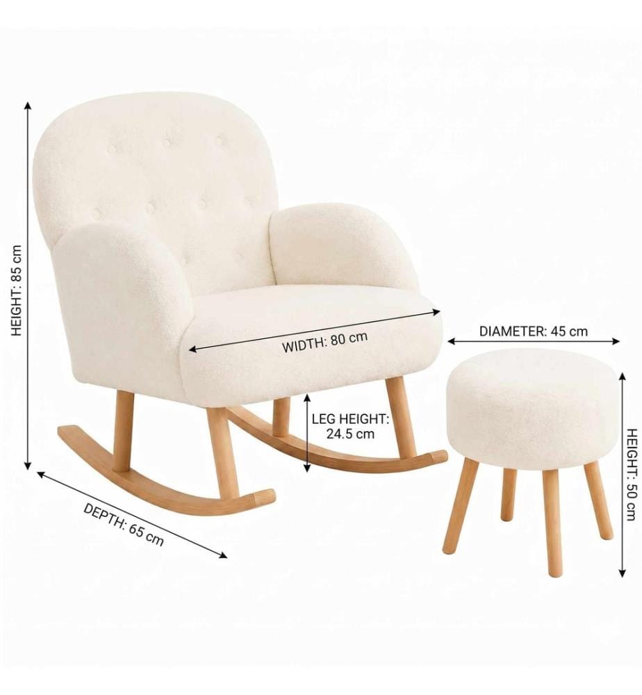 Set di 2 sedie e poggiapiedi Wing Dügmeli - Bianco