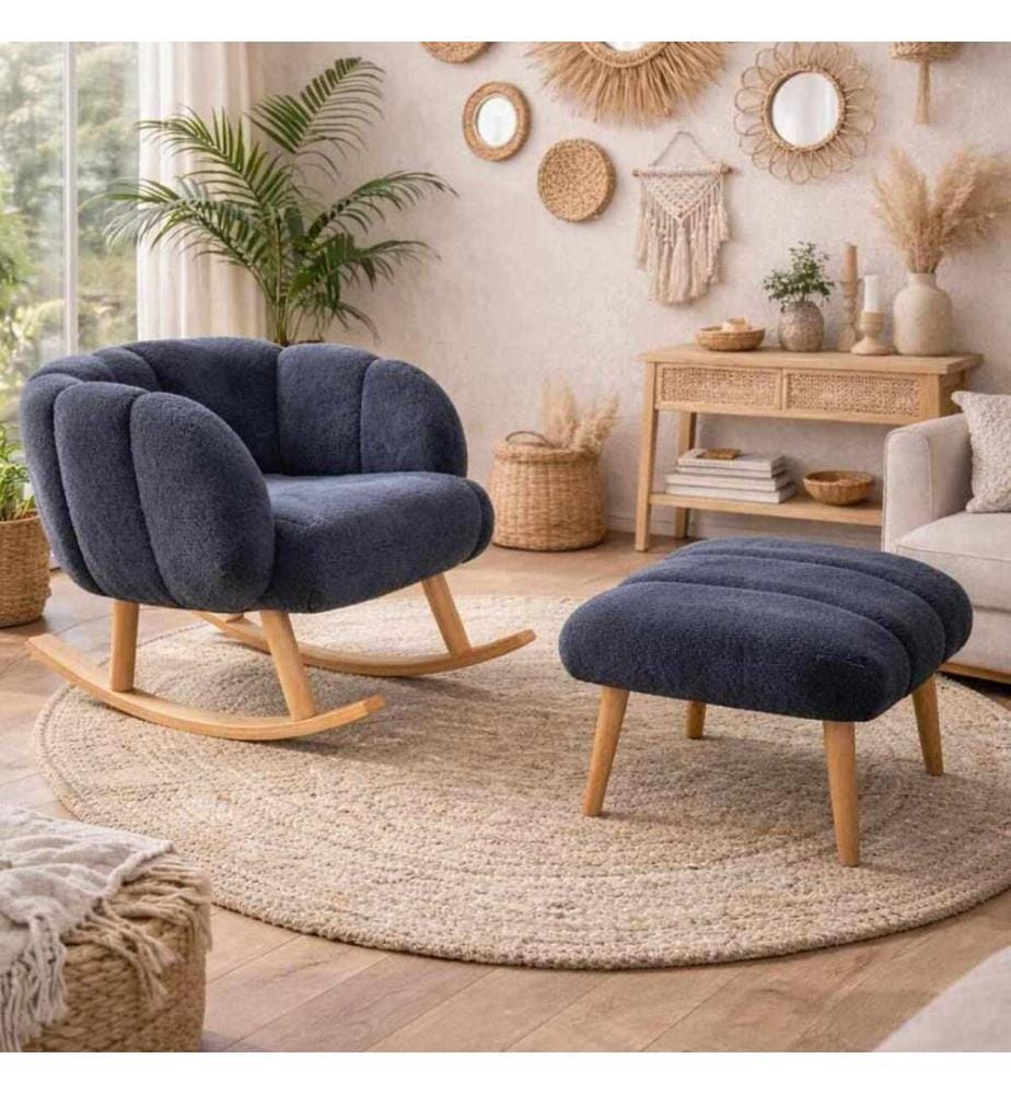 Set di 2 sedie Wing e poggiapiedi Lotus - Antracite