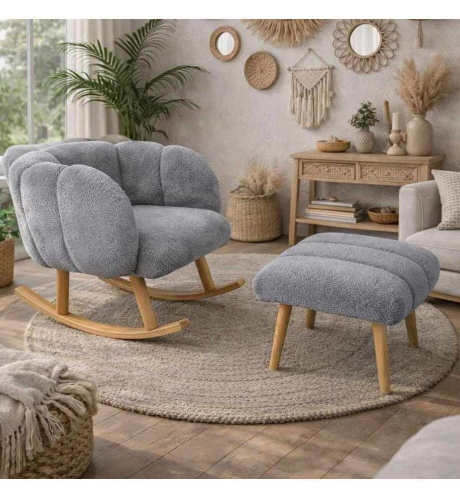 Set di sedia e poggiapiedi Lotus 2 pezzi - Grigio