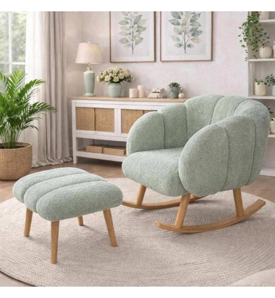 Set di 2 sedie e poggiapiedi Lotus - Verde