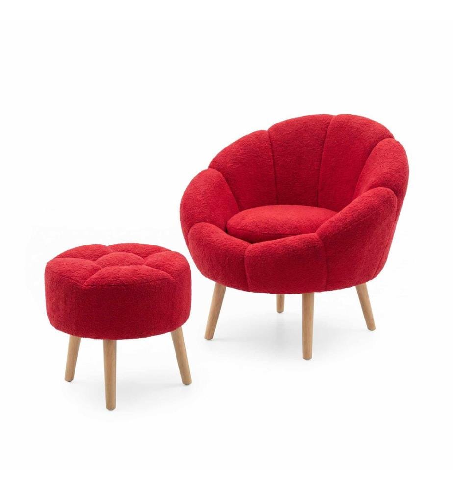 Set di 2 sedie Wing e poggiapiedi Lida - Fucsia