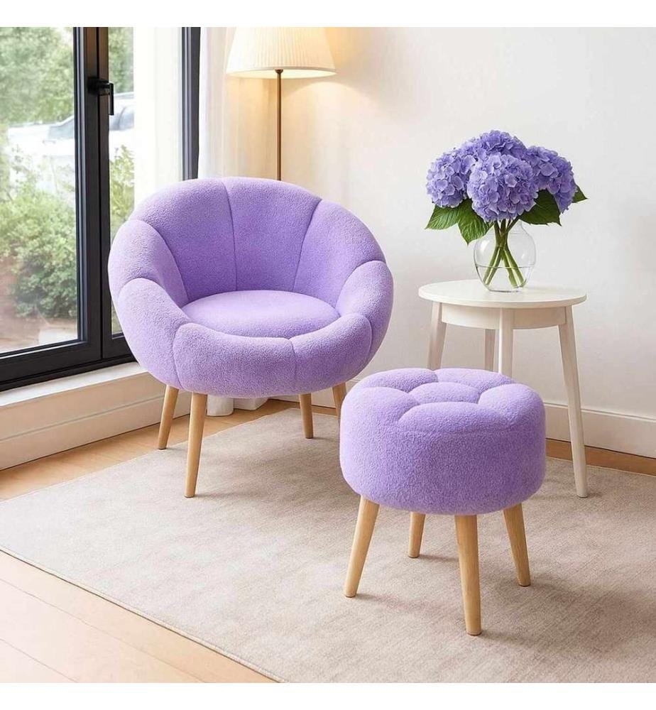 Set di 2 sedie Wing e poggiapiedi Lida - Lilla