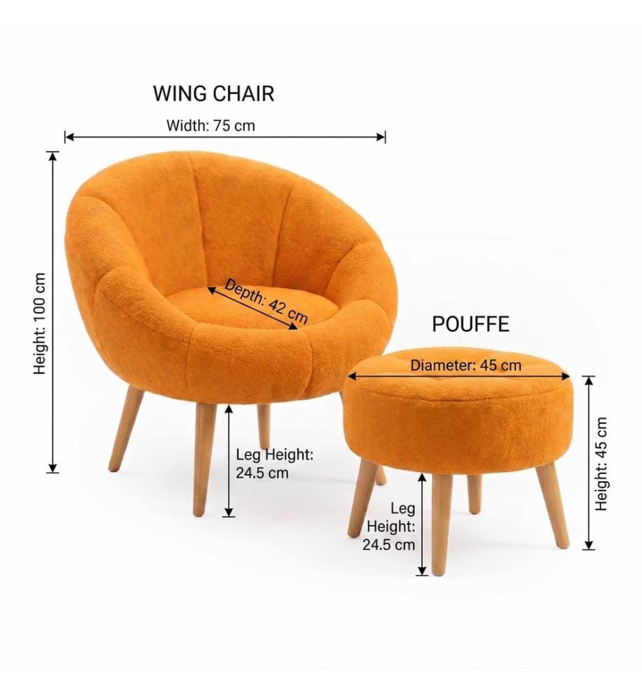 Set di 2 sedie e poggiapiedi Lida - Arancione