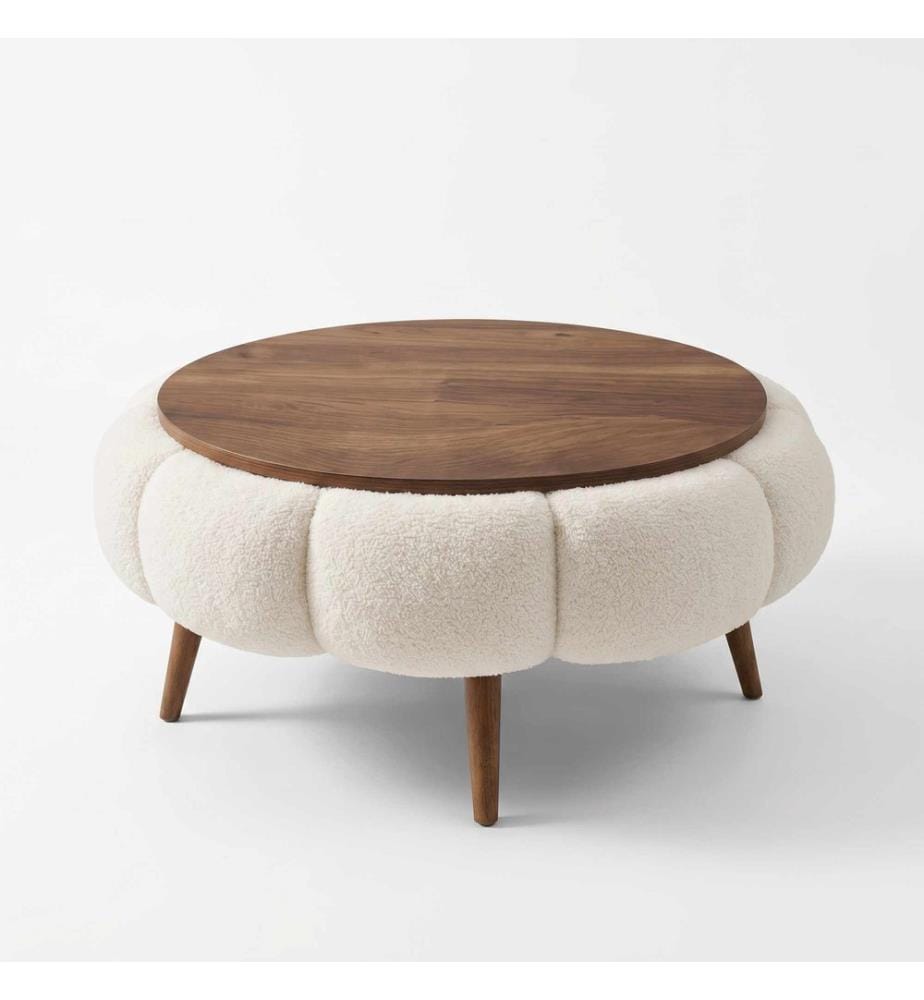 Table basse Papatya - Blanc et Noyer