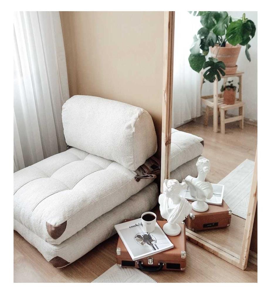 Divano letto a 1 posto Fold - Crema