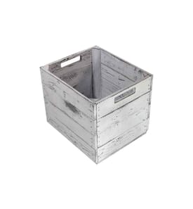 HOLZ ZOLLHAUS - Caisse de rangement Vintage Shabby 33 x 38 cm, Gris/Blanc