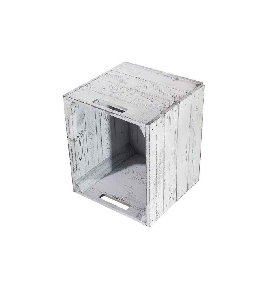 HOLZ ZOLLHAUS - Caisse de rangement Vintage Shabby 33 x 38 cm, Gris/Blanc