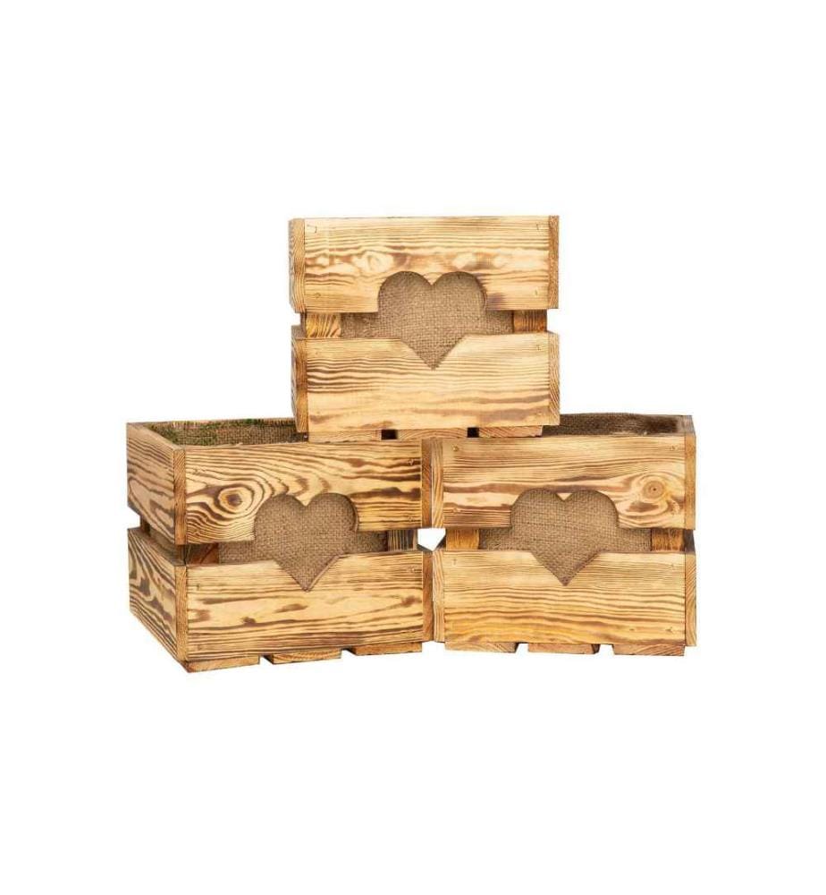 HOLZ ZOLLHAUS - Holzharasse mit Herzausschnitt, geflammt 30 x 30 cm
