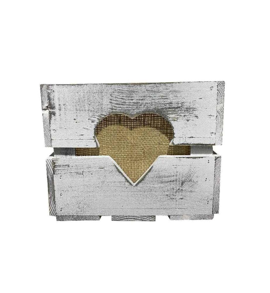 HOLZ ZOLLHAUS - Holzharasse mit Herzausschnitt, Shabby 30 x 30 cm