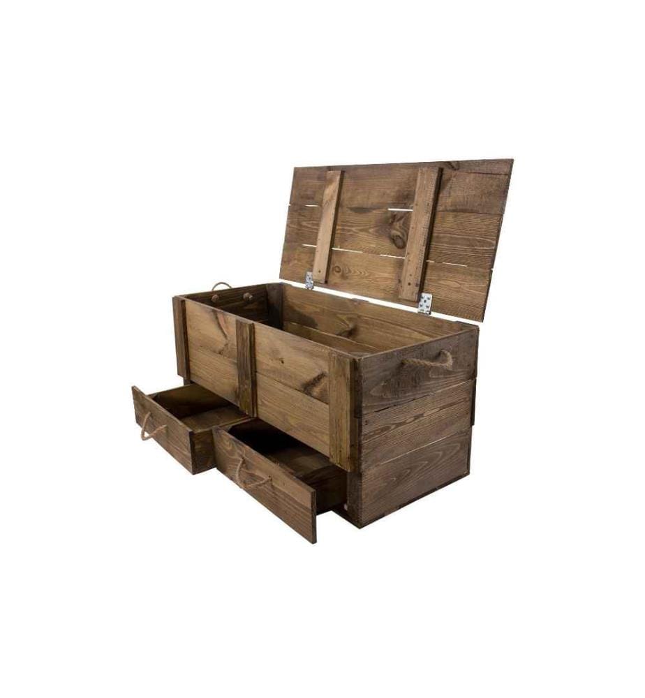 HOLZ ZOLLHAUS - Truhe Vintage Dunkelbraun, 85 x 40 cm