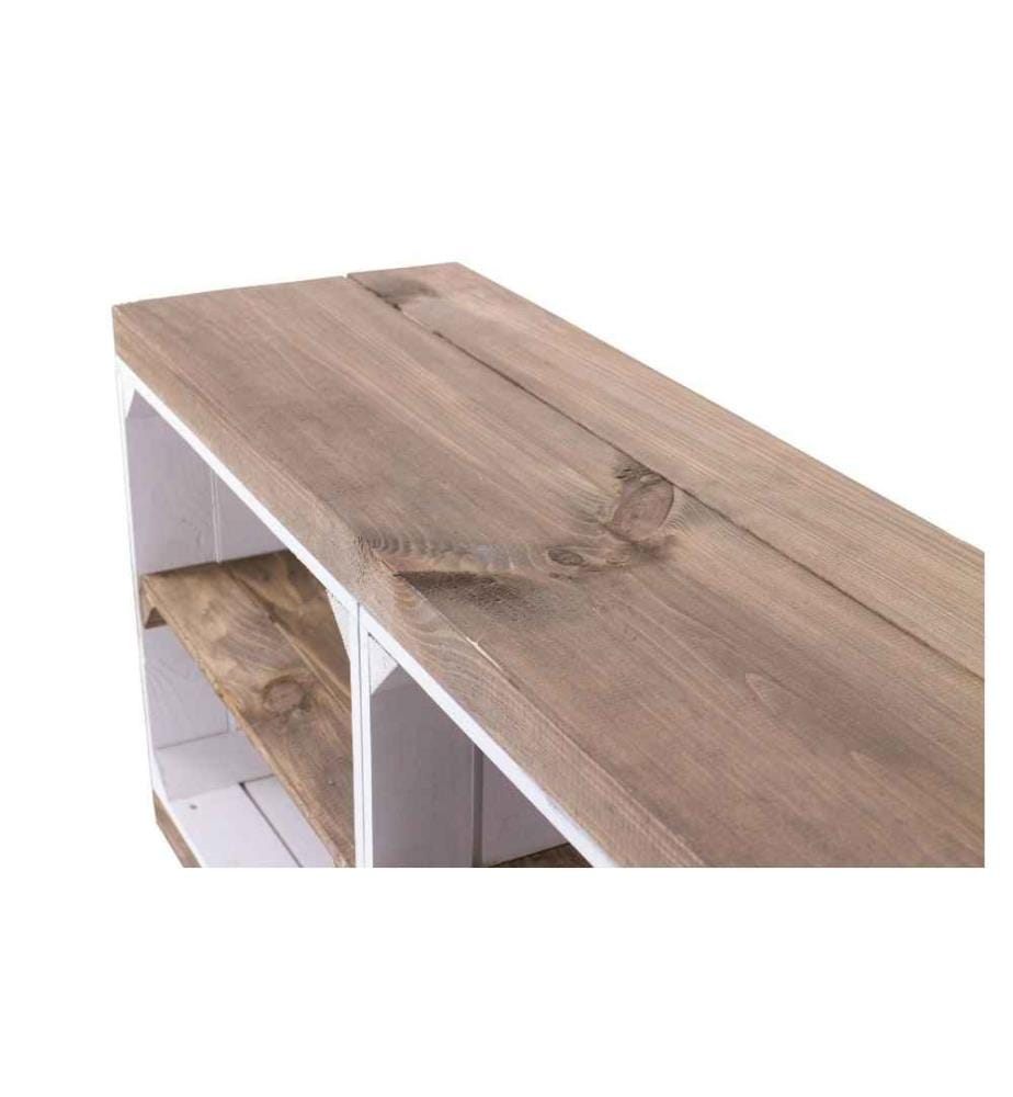 HOLZ ZOLLHAUS - Regal auf Rollen Vintage, Weiss / Braun, 100 x 50 cm