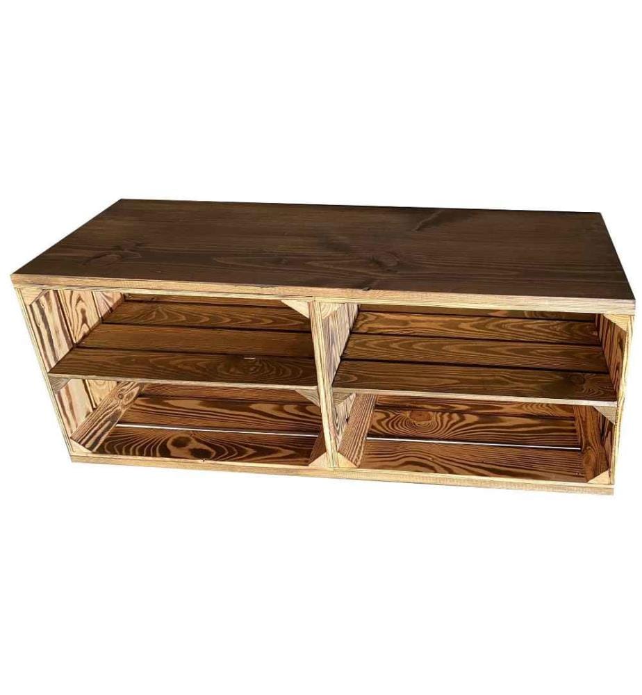 HOLZ ZOLLHAUS - Regal auf Rollen Vintage, Braun geflammt, 100 x 50 cm