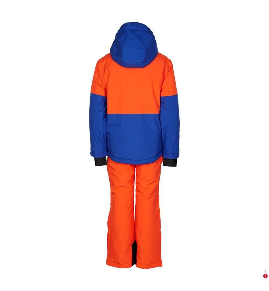 Set Pantaloni da Sci + Giacca Impermeabile Foderata in Pile per Bambino - Blu e Arancione