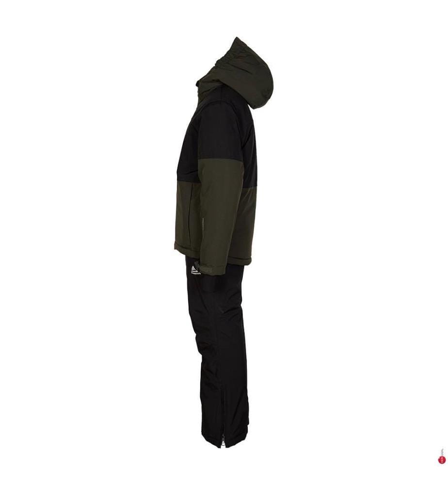 Set Pantaloni da Sci + Giacca Impermeabile Foderata in Pile per Bambino - Khaki e Nero