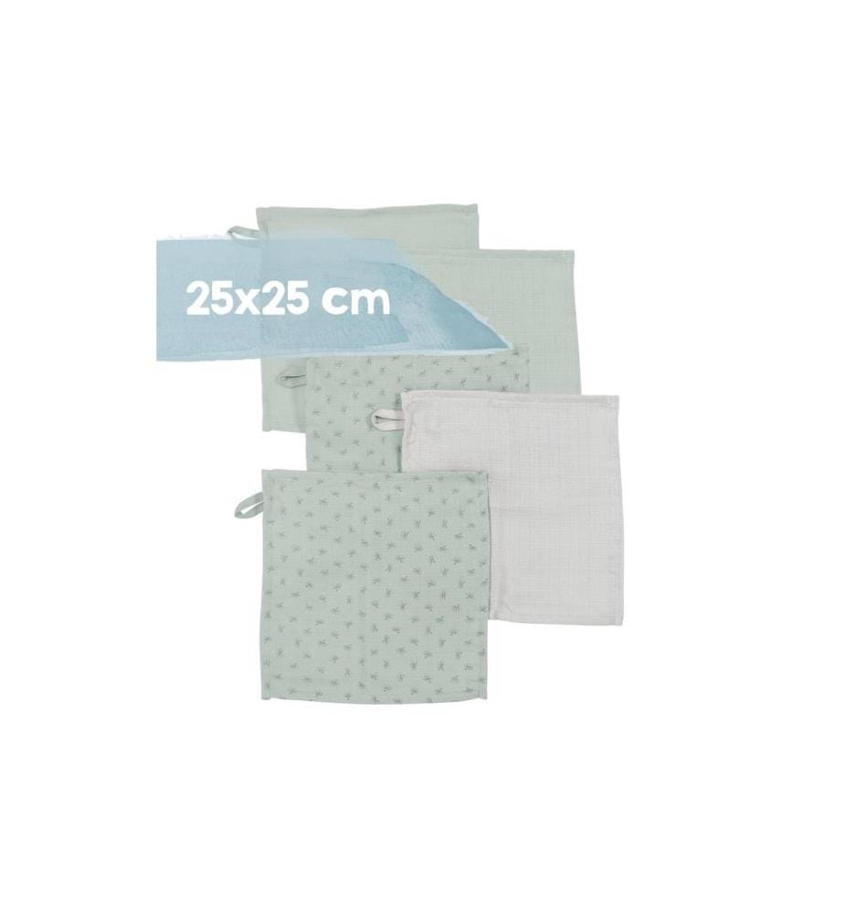 ROBA - Lavettes pour bébé Ensemble organique de 5 Gris/Bleu clair