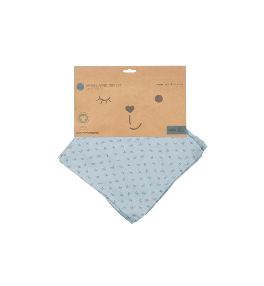 ROBA - Lavettes pour bébé Ensemble organique de 5 Bleu clair