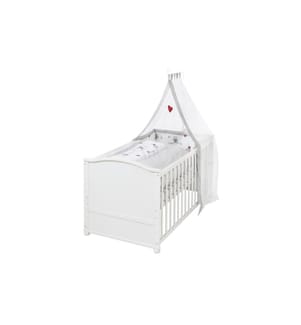 ROBA - Lit de bébé avec ensemble complet Adam & Hibou blanc 70 x 140 cm