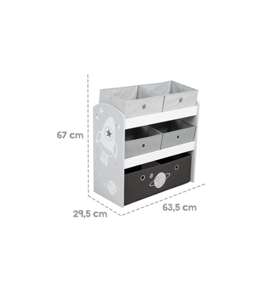 ROBA - Regal Rakete mit Aufbewahrungsboxen Grau